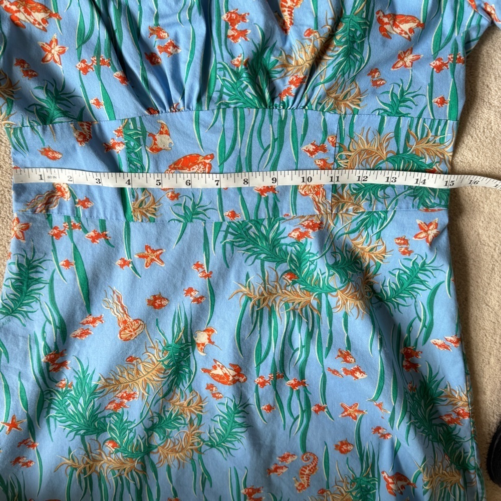 HVN Mini Holland Dress Ocean Fish Print 10 - Picture 13 of 15